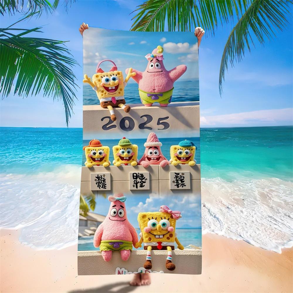 Cute Cartoon Character Printed Microfiber Beach Towel Quick Dry Soft Bath Towel For Kids Swimming