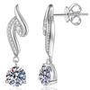 Angel Wing Pendant Earrings With Moissanite Cubic Zirconia Sterling Studs Women Fresh Sweet Style