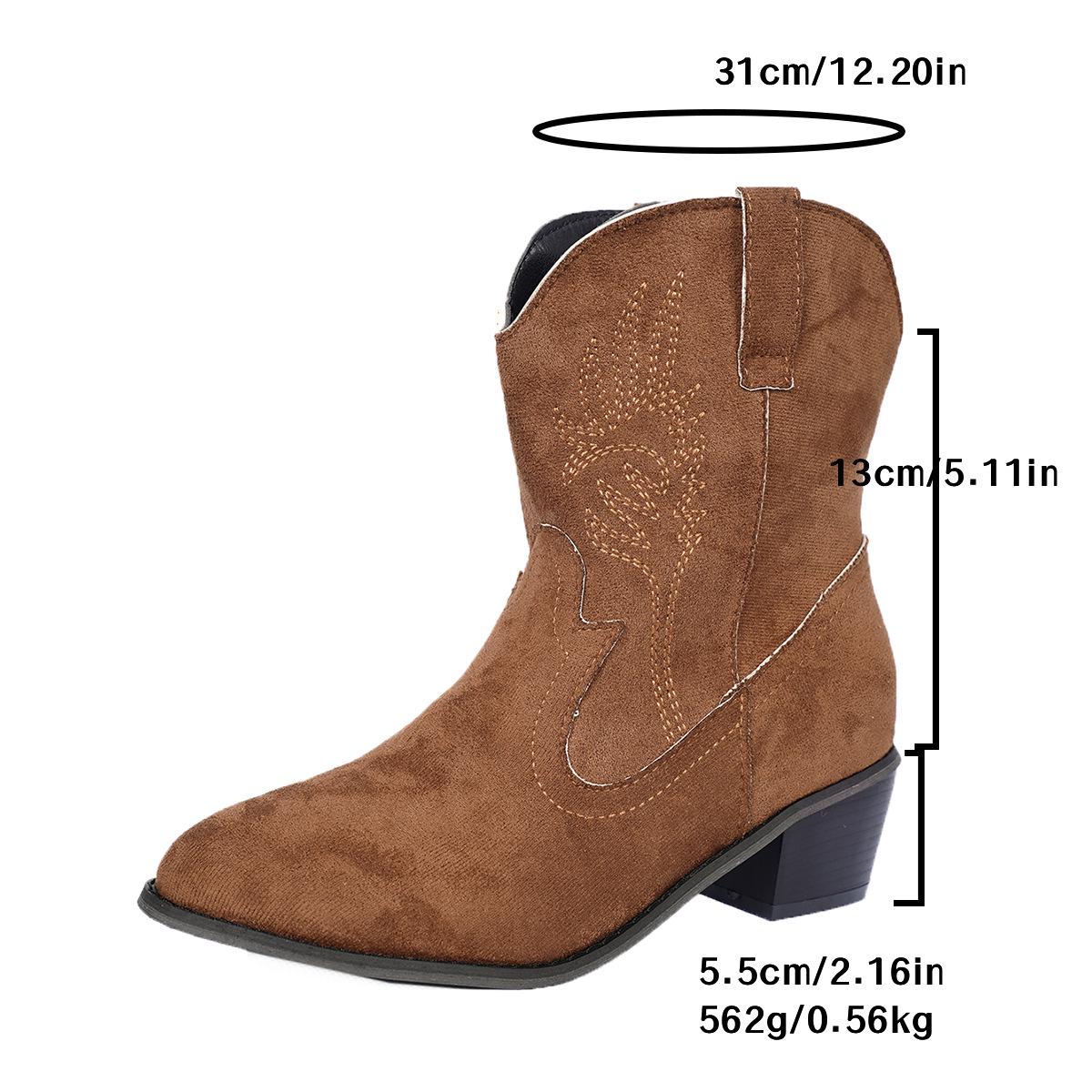 

Women s Plus Size Embroidered Chunky Heel Mid-Calf Cowboy Boots (EU Sizes 36-43) Size 43 светло-коричневого