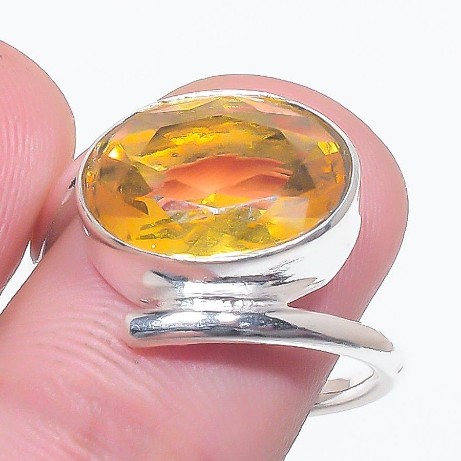 Citrine Gemstone 925 Sterling Silver Jewelry Ring Size 7