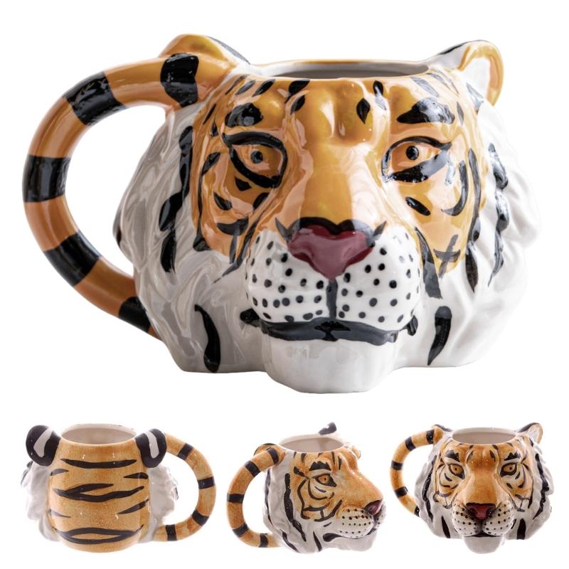 Portable 3D Animal Ceramic Mug with Hand Drawing Detailing Individualized Coffee Cup for Collectors and Everyday Use