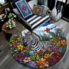 Zebra Round Area Rug,Carpet Rug for Living Room Bedroom Sofa Playroom Decor,Non-slip Floor Mat