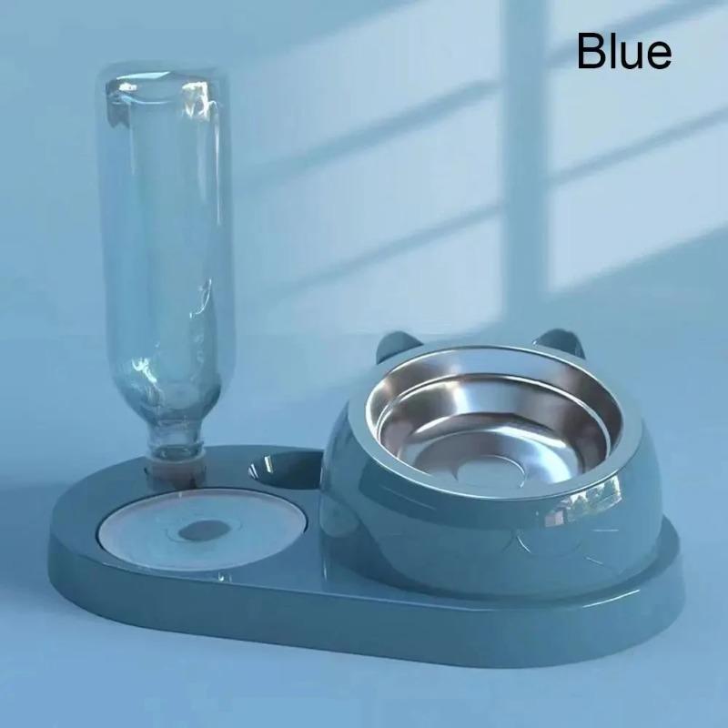 2 In 1 Cat Bowl Water Dispenser Automatic Water Storage Pet Food Bowl Food Container with Waterer Feeder Dog Cat Food Bowl