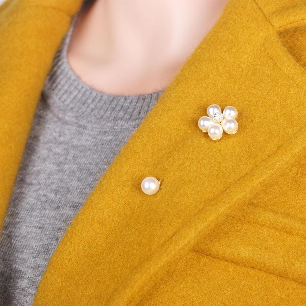 MECHOSEN Pearl Flower Brooch Pin Petal Antique Graduation Ceremony Opening Ceremony Day Gift Day Present Day Day Stylish Scarf Pin Stole Pin Tuck Pin