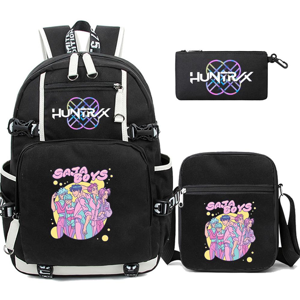 3Pcs/set K-pop Printed Backpack with Pengcil Case Shoulder Bag for Teenager Girl Boy Bookbag Large Capacity Waterproof Travel Bag Kid Gift Mochila