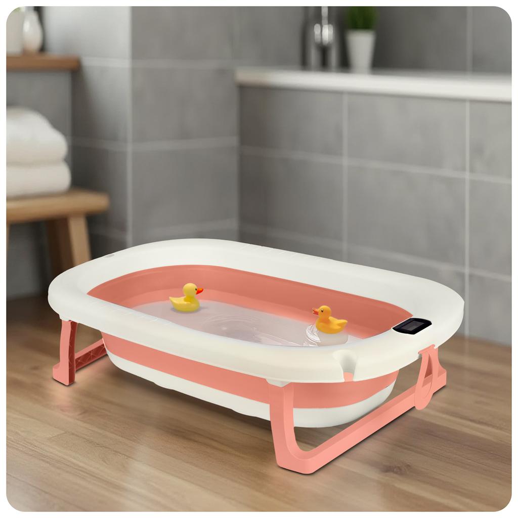 Folding Bathtub For Babies & Toddlers With Thermometer And Insert, Ricokids , &