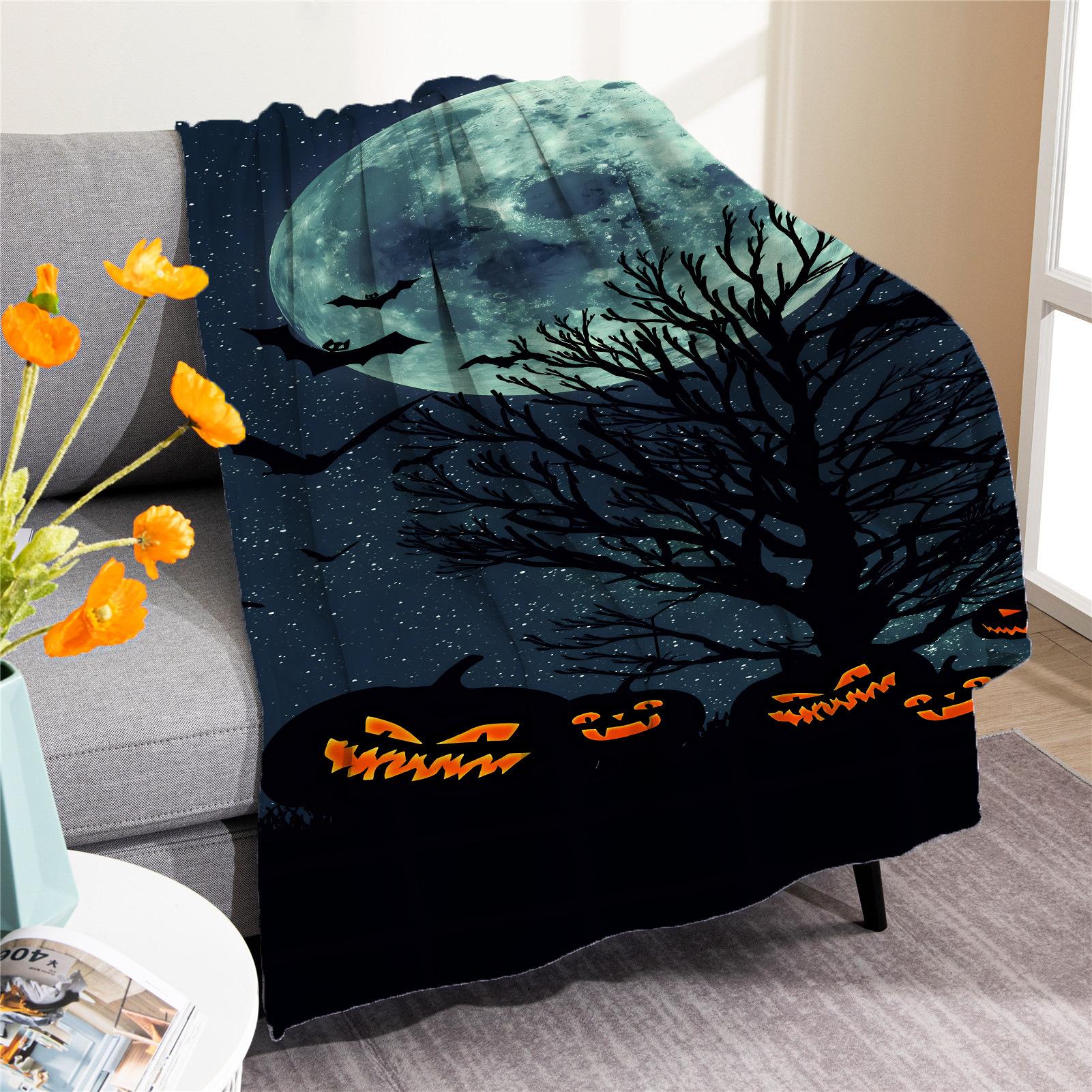 

Halloween pumpkin digitalprinted polyester Bedroom velvet flannel soft sofa cover blanket Fleece soft sofa cover blankets 75x100cm