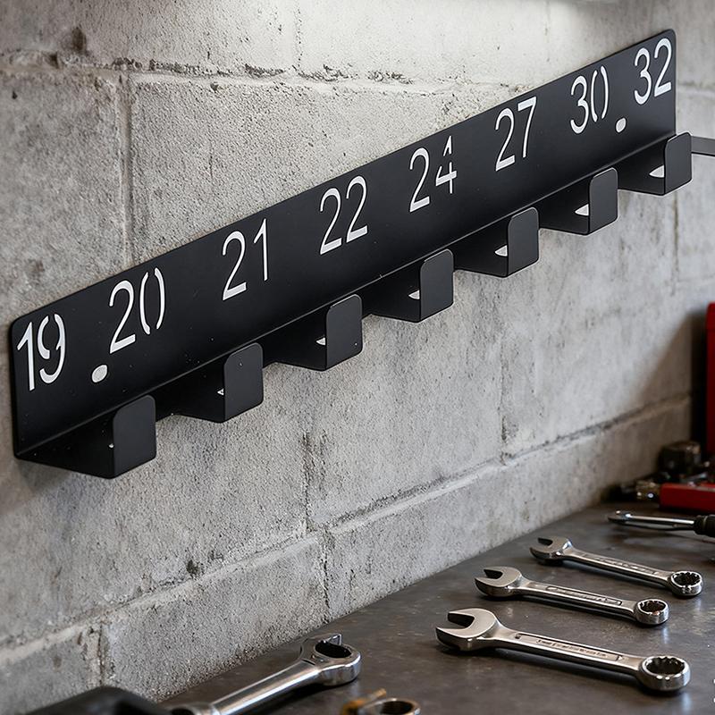 Wall Mounted Wrench Holder Durable Heavy-Duty Metal Wall-Mounted Screw Organizer With Numbered Slots