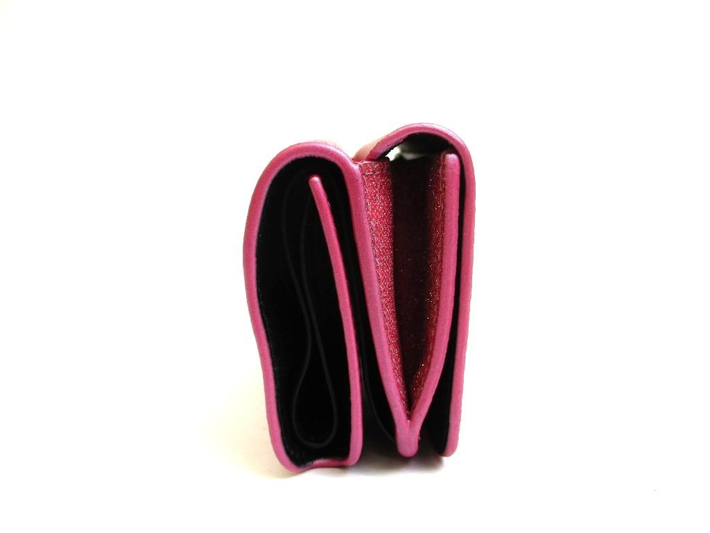Authentic BALENCIAGA Glitter Pink Leather Trifold Cash Mini Wallet Purse #b183 Open box