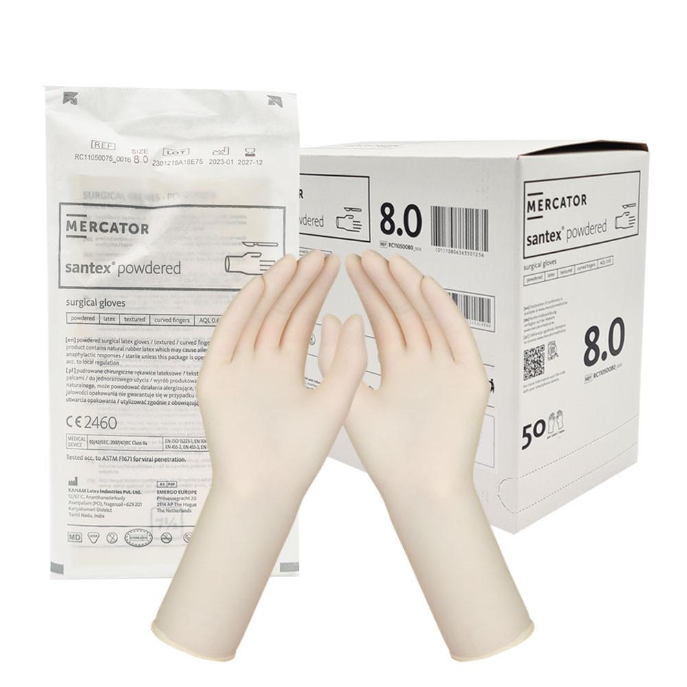 Mercator Santex Powdered Sterile Latex Surgical Gloves 8.0 50 Pairs