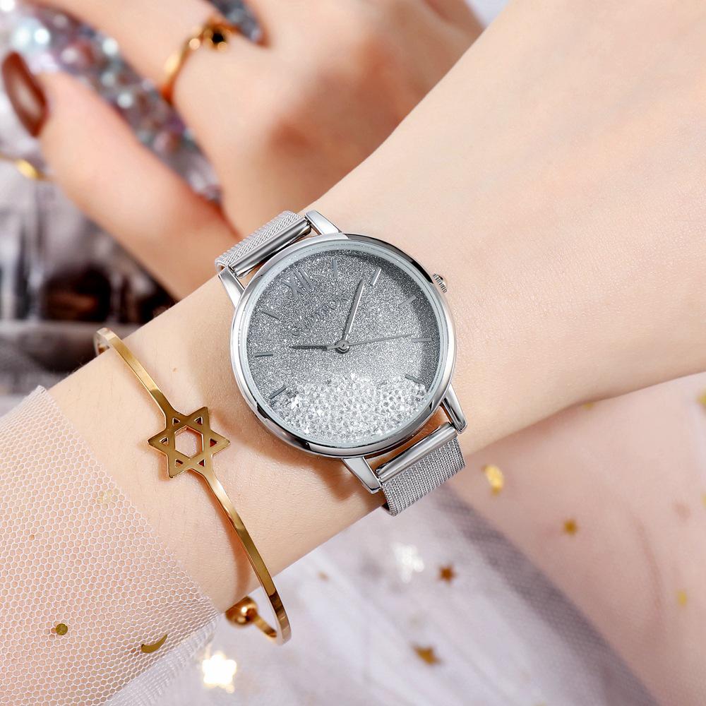 Women s Korean Style Glitter Quartz Mesh Band Watch
