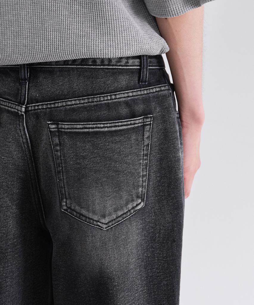 MUSINSA STANDARD Scrub Washed Wide Denim Pants [Washed Black]