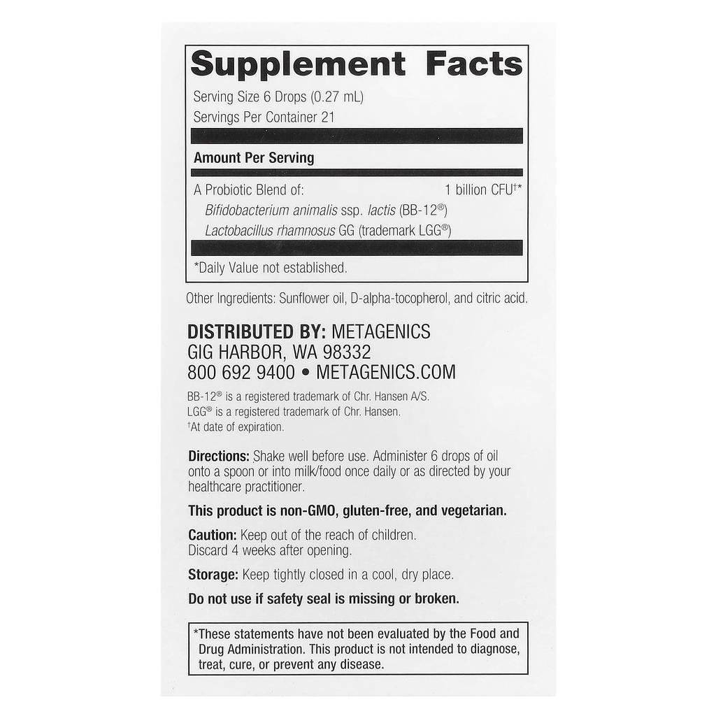 Metagenics MetaKids®, Infant Probiotic, 0.19 Fl Oz (5.65 Ml)