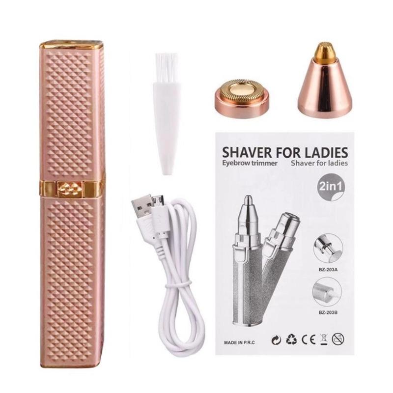 Elektrický zastřihovač obočí 2v1 USB dobíjecí Miniepilátor na odstranění chloupků z těla a obličeje rtěnky pro ženy Barevné hvězdné nebe