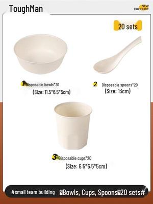 Disposable Rice Husk Tableware 3-Piece Set