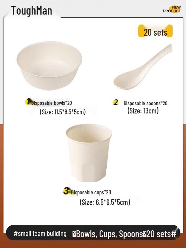 Disposable Rice Husk Tableware 3-Piece Set