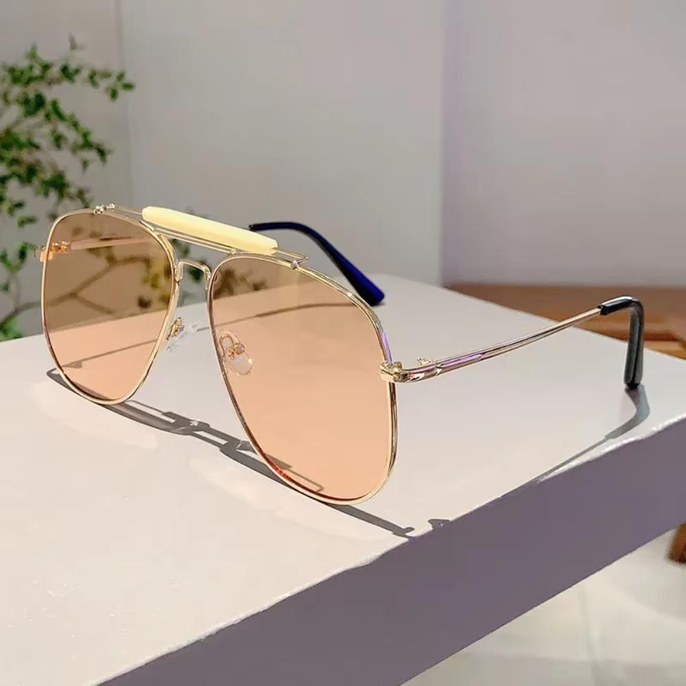 Vintage Pilot Schwarze Sonnenbrille Frauen 2025 Neue Mode Luxus Marke Decor Shades Übergröße Trendy Metall Strand Sonnenbrille