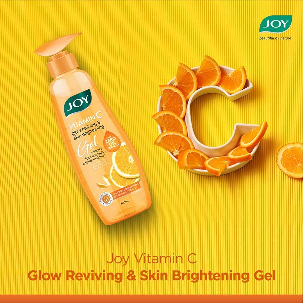 Joy Vitamin C Gel 300 ml | Glow Reviving & Skin Brightening Gel for Face & Body | Anti Tan Sun Protection Moisturizer
