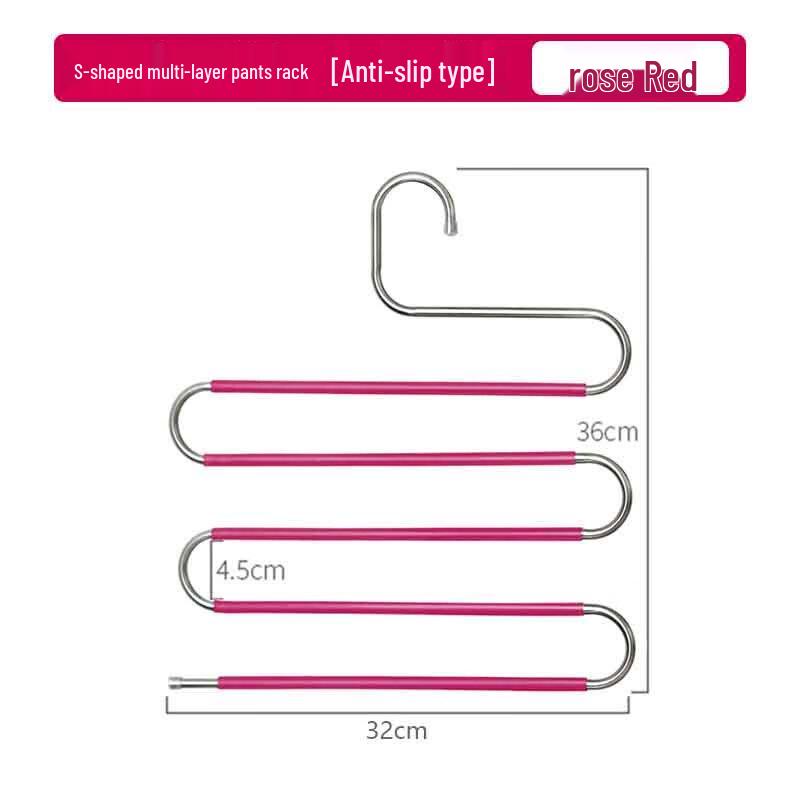 Shou Li Zhan Shen Stainless Steel S-Type Multi-Layer Pants Hangers (5-Pack)