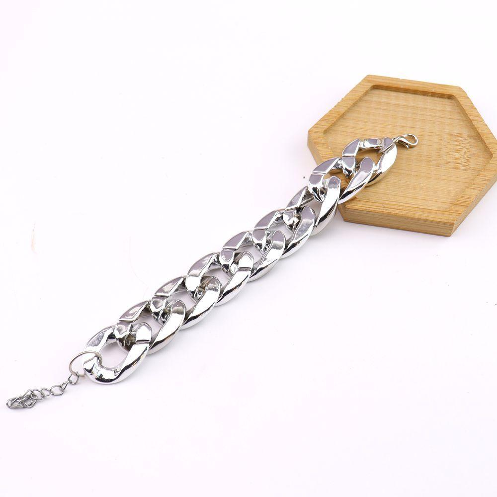 Accessories Punk Mixed Color Thick Chain Women'S Simple Hip Hop Single Layer Bracelet Short Versatile Bn752