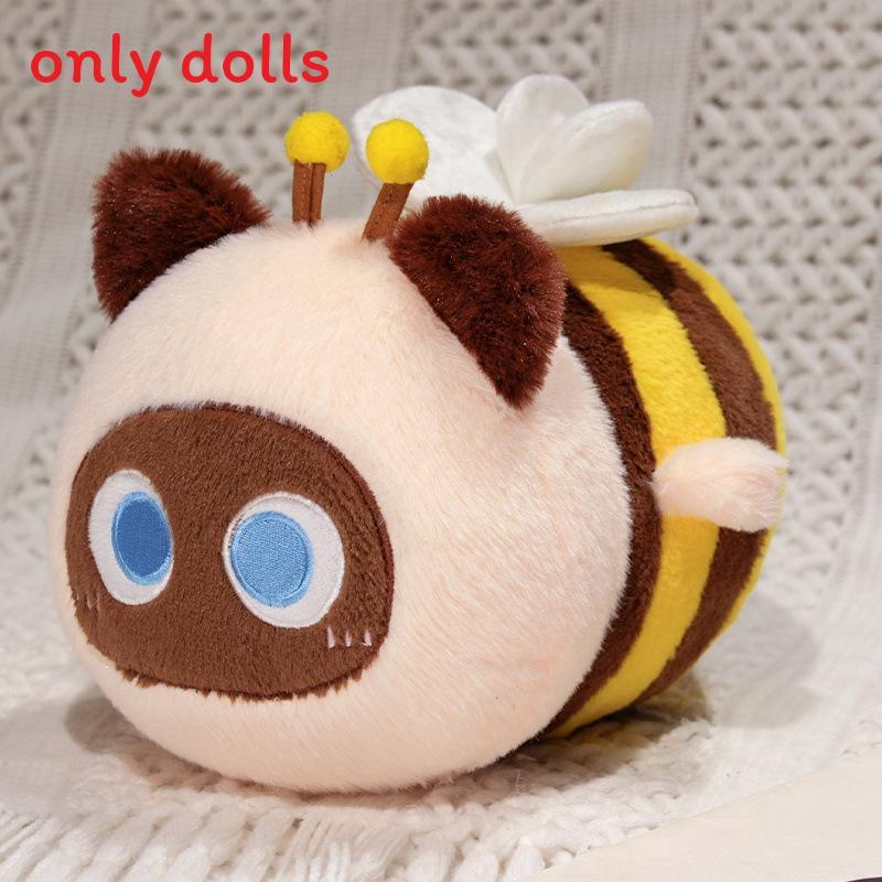 Cute Cat And Bee Plush Toy With Short Pile Fabric For Kids And Girls Gift