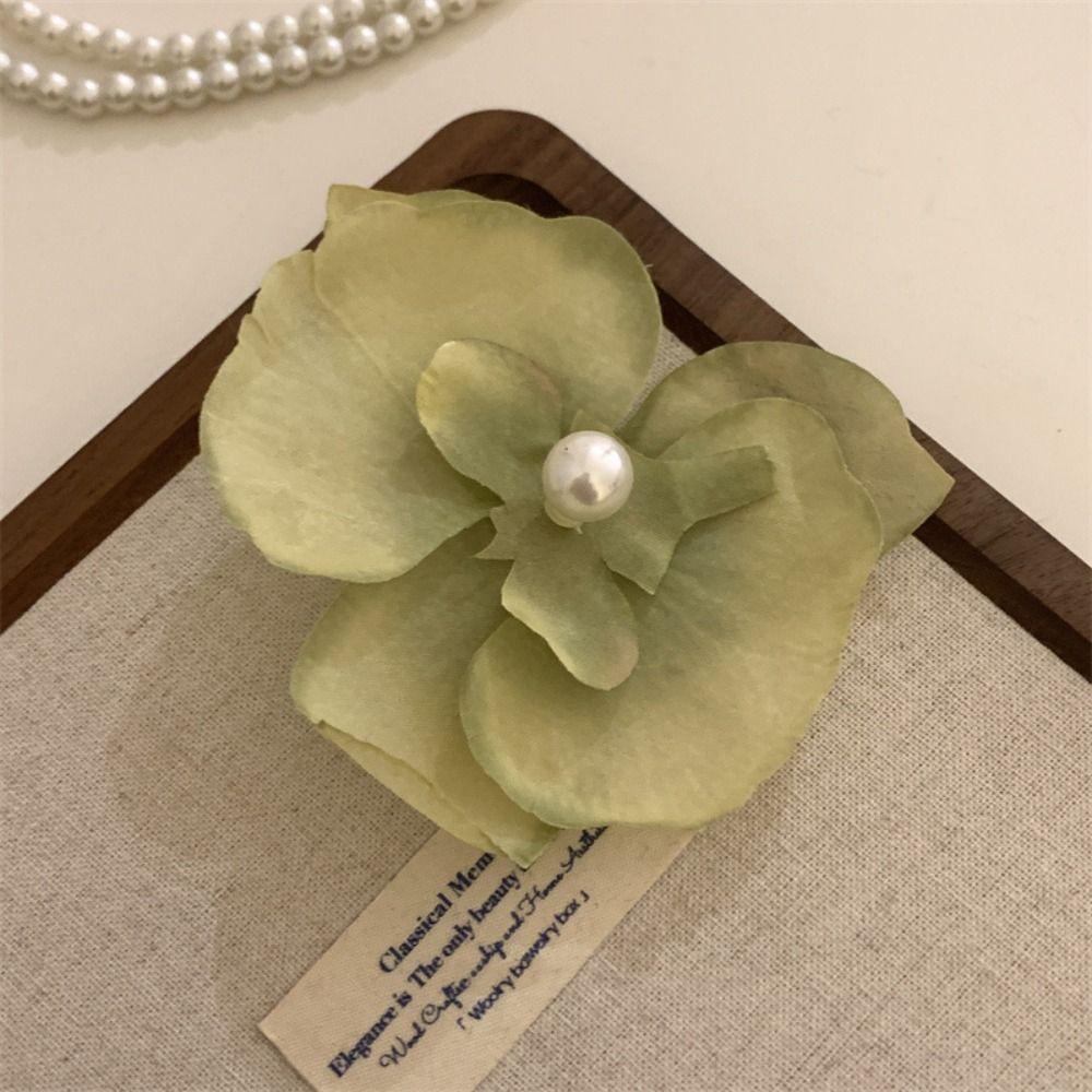 Cloth Butterfly Flower Hair Clip Pearl Girl Hair Clip Elegant Orchid Flower Hairpin Ladies/Girls