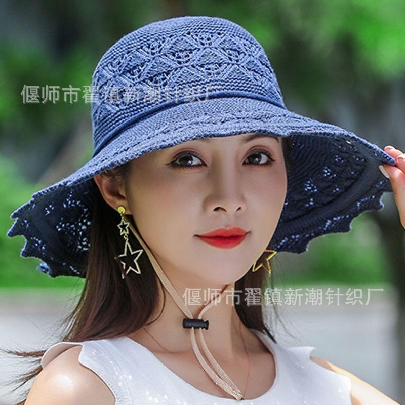New Summer Women's Big-brimmed Sun Hat Hollow Sunscreen Sun Hat Flower Decoration Breathable Cool Hat