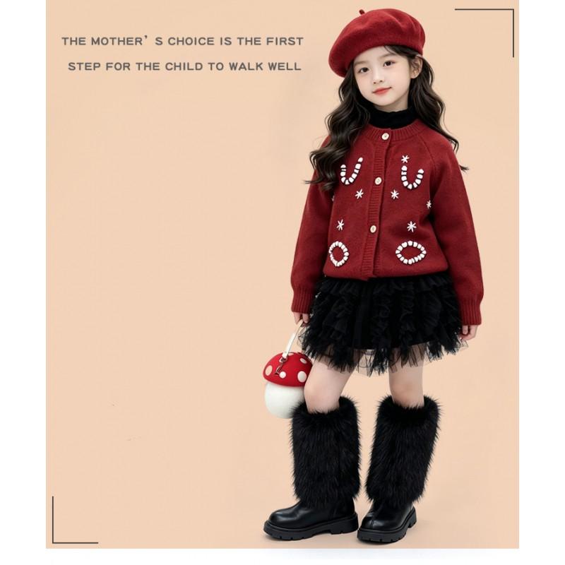 Girls Winter Warm Faux Fur Lined Martin Boots Long Shaft Snow Kids Ages 4-16