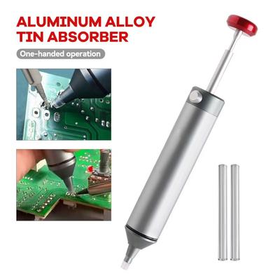 Aluminum Alloy Powerful Desoldering Pump Manual Preventing Blockage Solder Sucker Tool Silicone Sucking Nozzle Tin Absorber