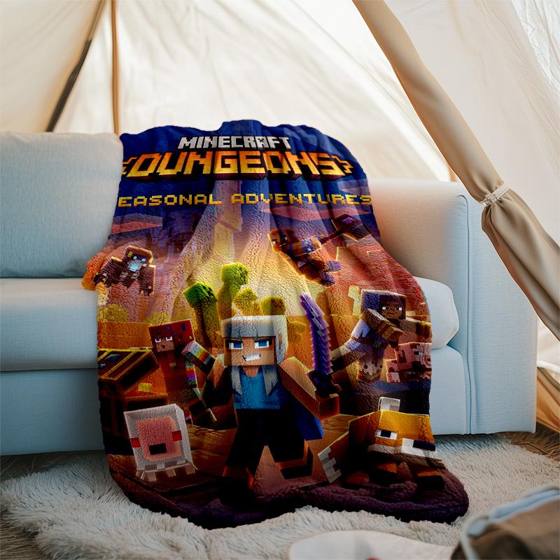 Minecraft Theme Printed Blanket - Perfect for Couch, Bed, Travel & Outdoor Use | Machine Washable, Cozy & Durable.