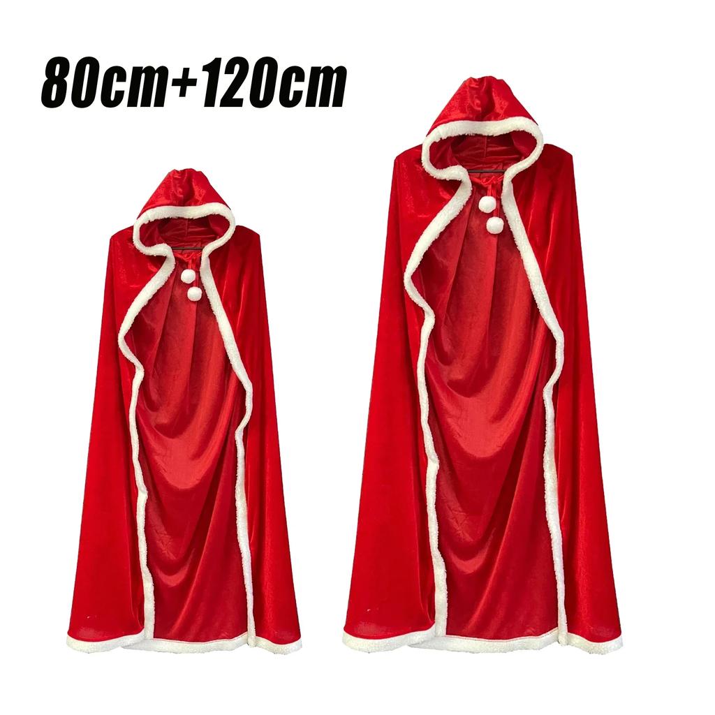 Élégant Capuche Rouge Noël Halloween Mariage Mariées Demoiselle d'honneur Cape Spectacle Bal Costume Cosplay Manteau