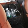 Crystal Rhinestone PU Leather Car Storage Bag Organizer Barrier of Backseat Holder Multi-Pockets Car Container Stowing Tidying
