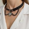 Soft Leather Necklace Women Heart Necklace Leather Fashion Jewelry Punk Chain Necklace Leather Texture Perfect for Party