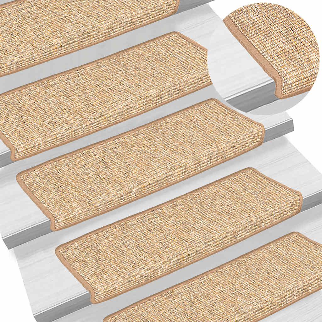 Stair Treads 15 pcs. 65 x 21 x 4 cm Light Brown Rectangular Edge