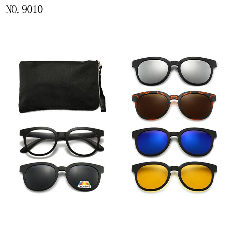 6 In 1 Men Women Optical Magnetic Sunglasses Clip Magnet Clip on Sunglasses Polaroid Clip on Sun Glasses WIth Box