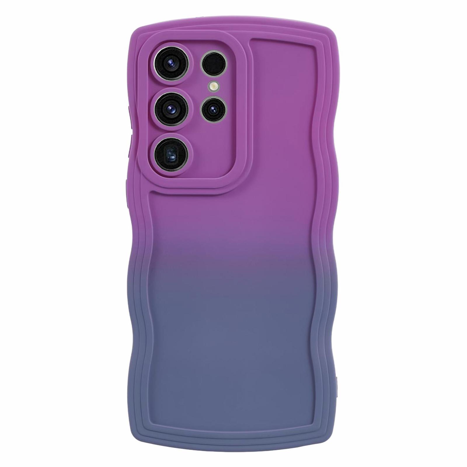 

JTW Series for Samsung Galaxy S23 Ultra Case Wavy Edge Dual Color Rubberized TPU Cover Purple+Lavender Grey