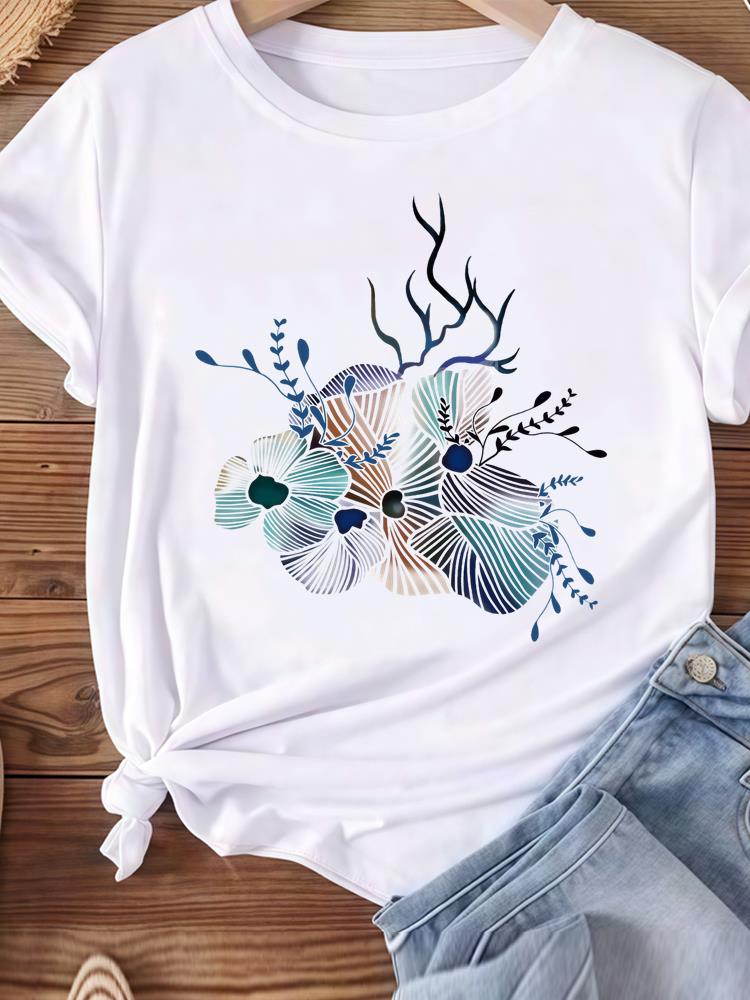 (Asian Size) beach trend 90s Women Tee Top Clothing Casual T Shirt Fashion Printed Lady Female Graphic  Short Sleeve T-shirts