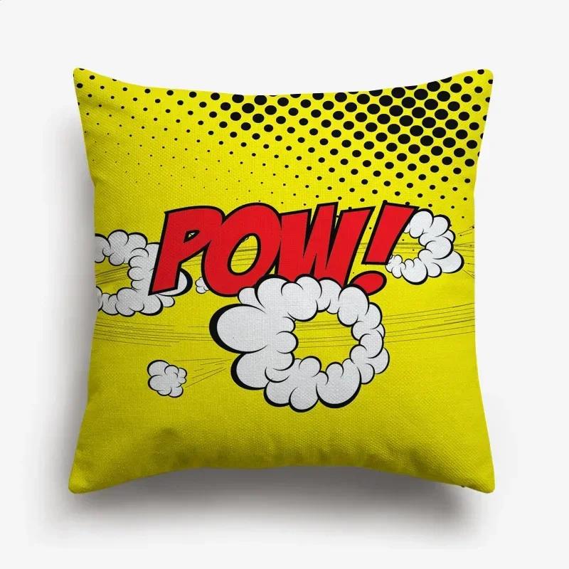 American POP ART Cushion Covers BANG WOW BOOM POW Cushion Cover Home Decorative Linen Pillow Case for Sofa Couch