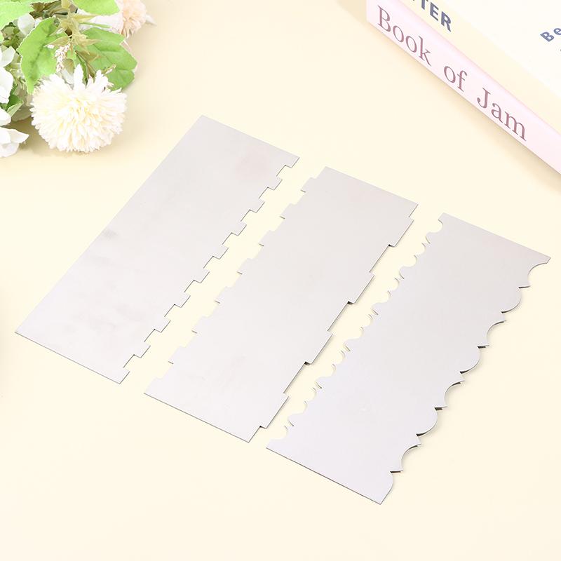 Stainless Steel Cake Scraper Double Sided Patterned Stripe Edge Cake Decorating Comb Smoother Scraper Pastry Cutter
