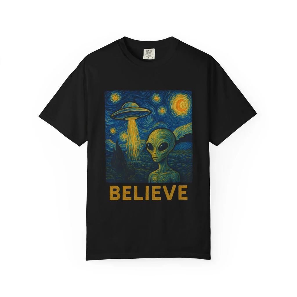 Alien Art Unisex TShirt Believe Shirt Vintage Ufo Tee Gift For SciFi