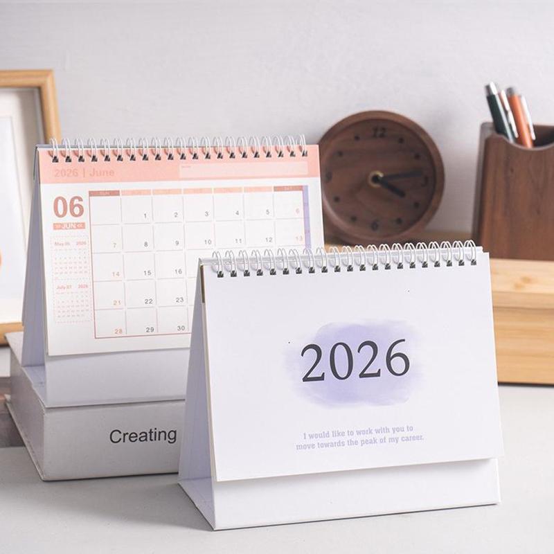 2026 English Version Calendar Gradient Desk Calendar Creative Coil Calendar Planner Desktop Decoration Office Stationery