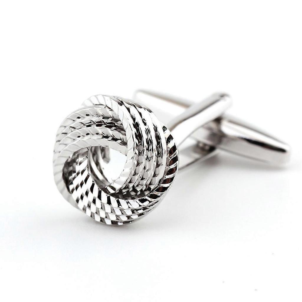 1 Pair Man's Shirt Studs Twist Pattern Cufflinks Silver Plated for Business Wedding Party