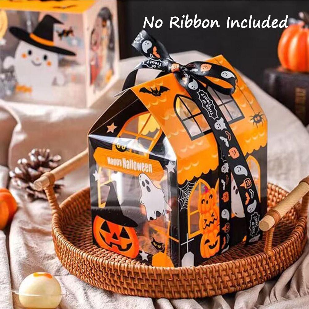 10Pcs Non Candy Snack Packaging Box Cartoon Ghost House Cookie Box  Themed Party Supplies