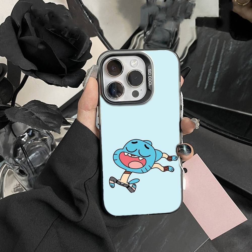 Custodia per Telefono D-Gumball e Darwin Per iPhone 17,16,15,14,13,12,Pro MAX Nera Opaca Cover Antiurto