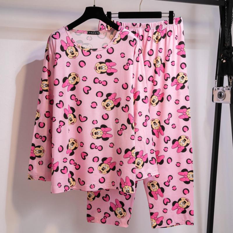 Plus Size Women's Cute Pajama Set 2025 - Pure Cotton Long Sleeve Top & Pants