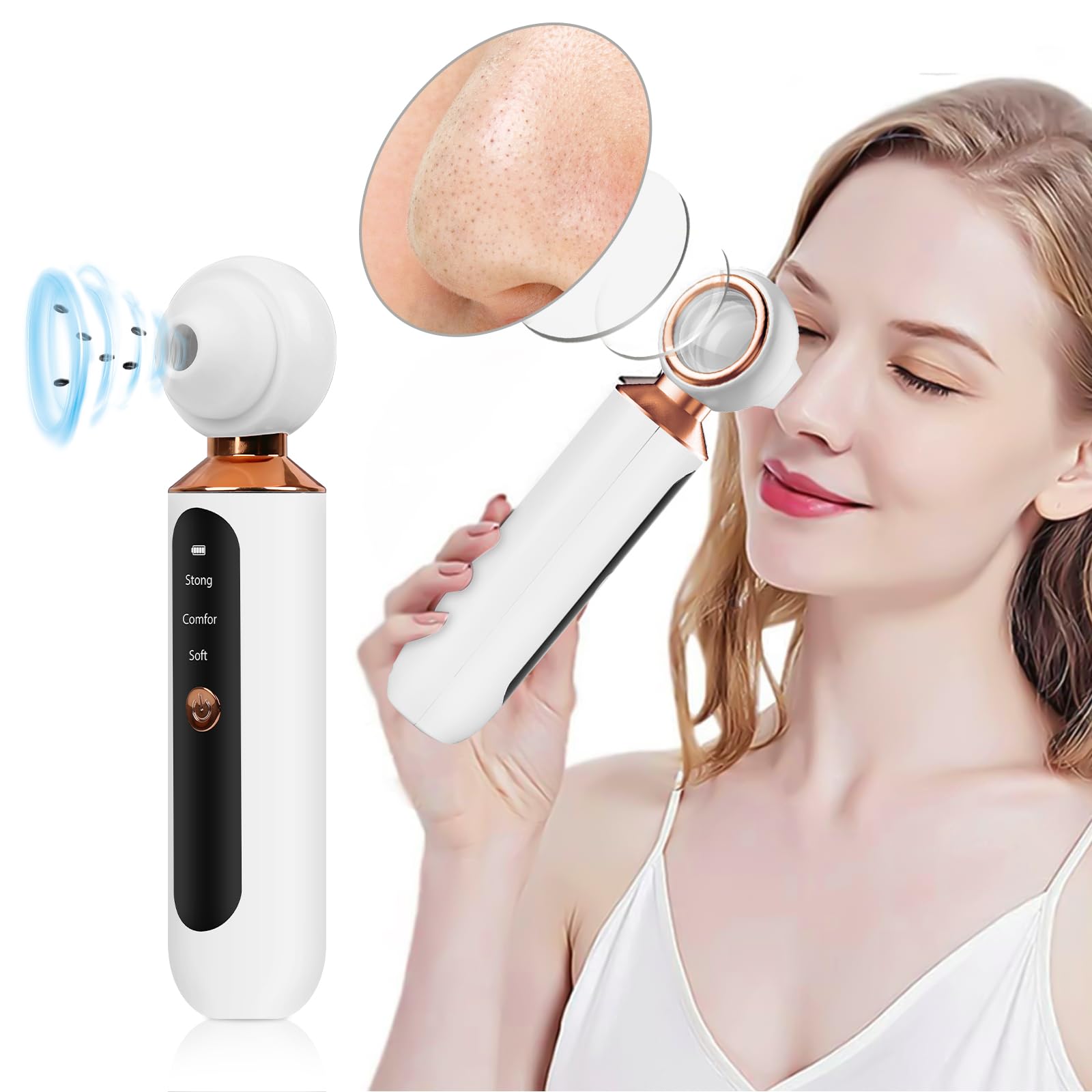 

BIGMUMU Pore Nose Vacuum Suction for Magnifying LED Pore Facial Beauty 3 Adjustable Quiet USB Birthday Gift Aspirator, [New 2025, Lens, Built-in белый