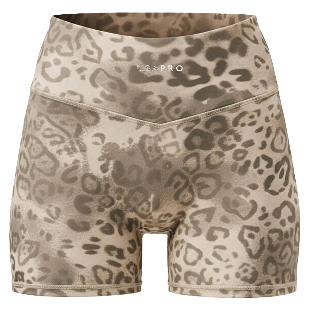 USA Pro Womens/Ladies Leopard Compression Cycling Shorts