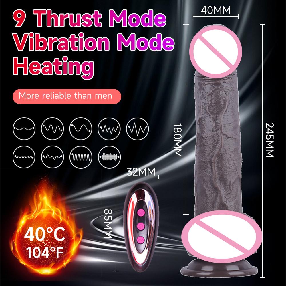 Remote Control Realistic Dildo Vibrator Heating Telescopic Vibrating G Spot Clitoral Anal Stimulator Adult For Women Sex Toys