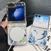 Hinged Magnetic Phone Case For Samsung Z FlIP 7 FE 6 5 Summer Ocean Themed Clear Hard PC Folding Phone Cover For Galaxy Z Flip7 Flip6 Flip5