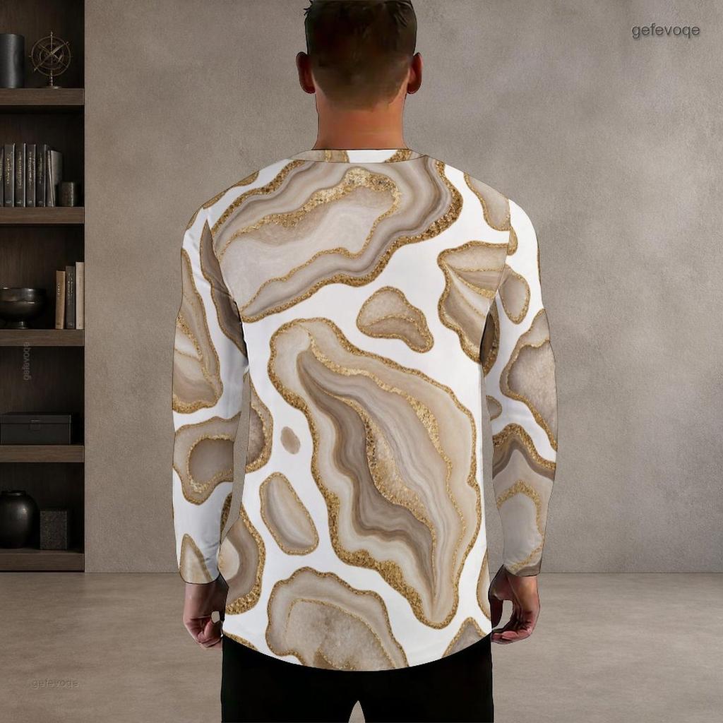 Men Plus Size Round Neck Long Sleeve Printed T Shirt White Red Black Pullover